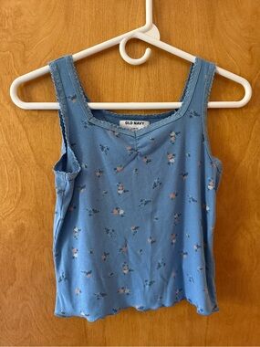 Old Navy Dusty Blue Floral Ribbed Camisole